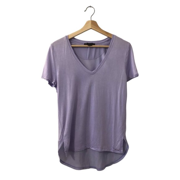 Armani Exchange V Neck Lightweight Lavender Pastel Viscose Flowy Top Tee Small - Picture 1 of 11